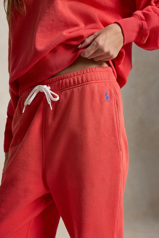 Polo Ralph Lauren spodnie dresowe damskie z bawełną pomarańczowy 211971694