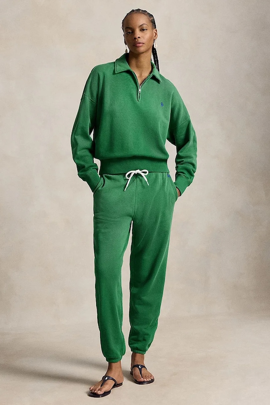 Odzież Polo Ralph Lauren spodnie dresowe damskie z bawełną 211971694 zielony