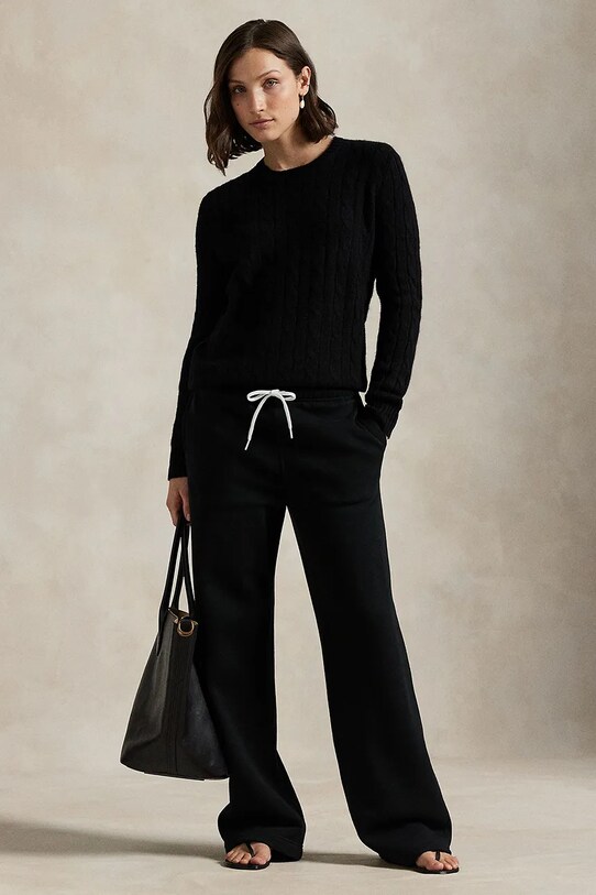 Παντελόνι φόρμας Polo Ralph Lauren πλεκτό ύφασμα μαύρο 211977959