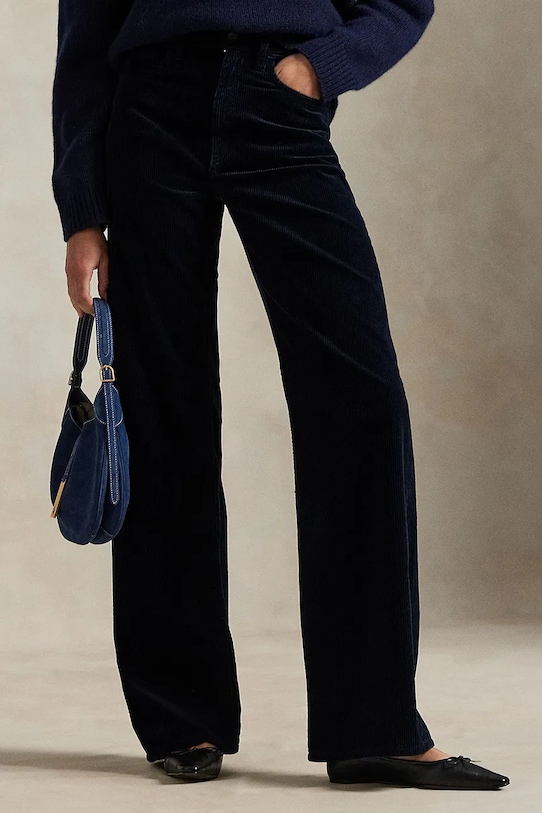 Polo Ralph Lauren pantaloni in velluto a coste alta blu navy 211A87463