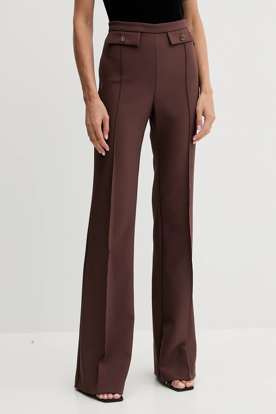 Elisabetta Franchi spodnie z elastanem brązowy PA12156E2