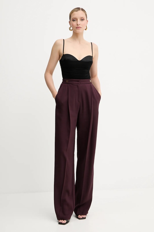 Elisabetta Franchi pantaloni in misto lana PA12356E2 granata AW25