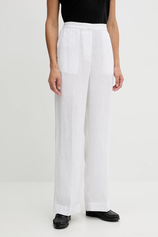 Tommy Hilfiger spodnie lniane tkanina biały WW0WW46823