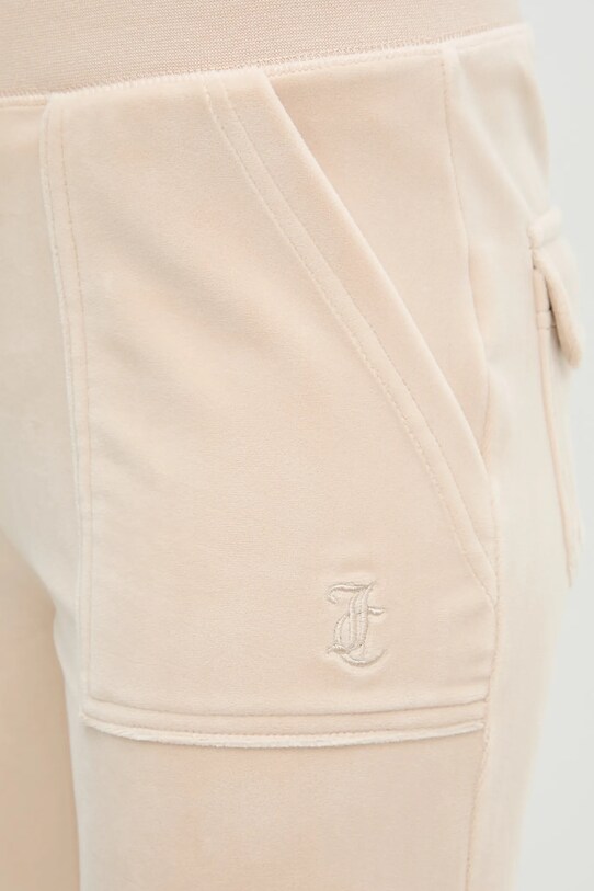 Juicy Couture spodnie dresowe welurowe DEL RAY POCKETED PANT beżowy JCAP180G