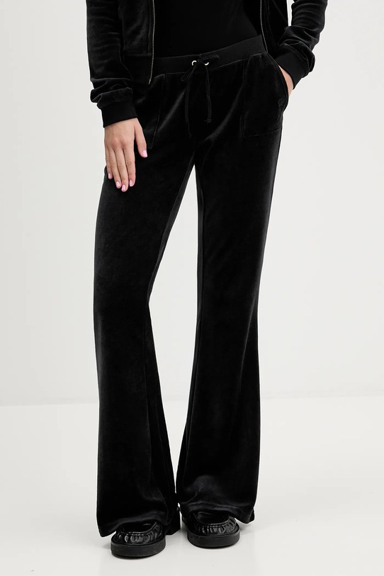 Βελούδινο παντελόνι φόρμας Juicy Couture CAISA LOW RISE PANT μαύρο JCSEBJ008G