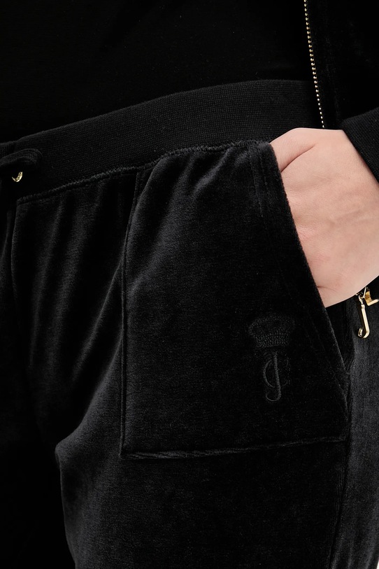 Βελούδινο παντελόνι φόρμας Juicy Couture CAISA LOW RISE PANT μαύρο JCSEBJ008G
