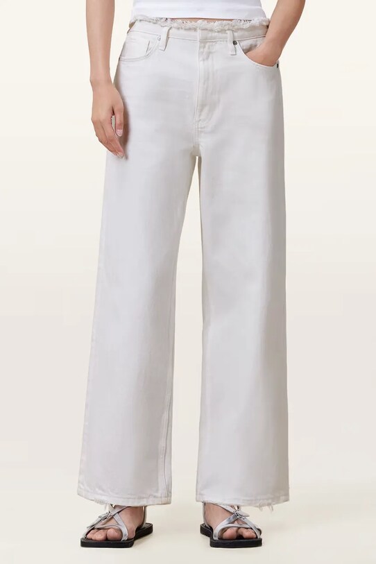 AllSaints pantaloni din bumbac BLAKE W091EC alb AW25