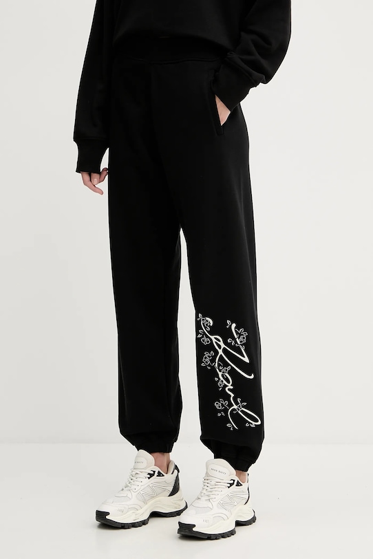 Karl Lagerfeld pantaloni de trening tricotaj negru A3W10009