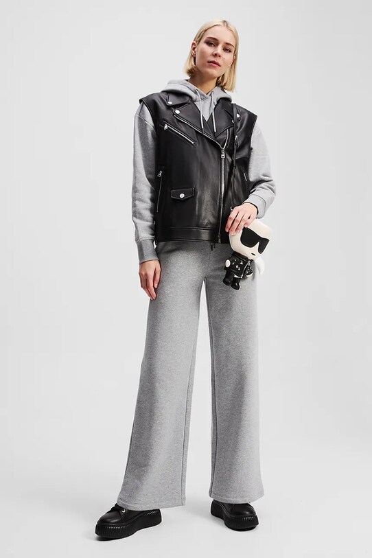 Бавовняні спортивні штани Karl Lagerfeld IKON сірий A3W10117