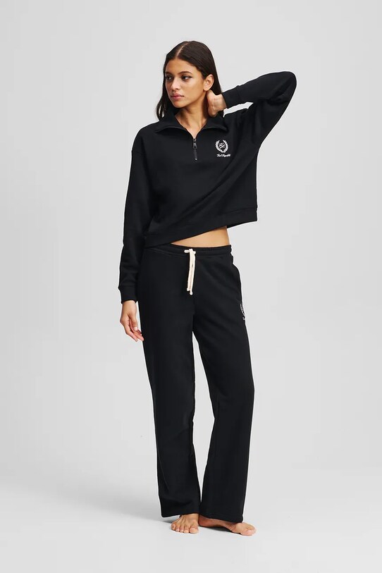 Хлопковые спортивные штаны Karl Lagerfeld HOTEL KARL аппликация чёрный A3W44009