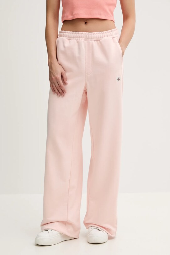 Tepláky Calvin Klein Jeans s elastanom ružová LV047C249G