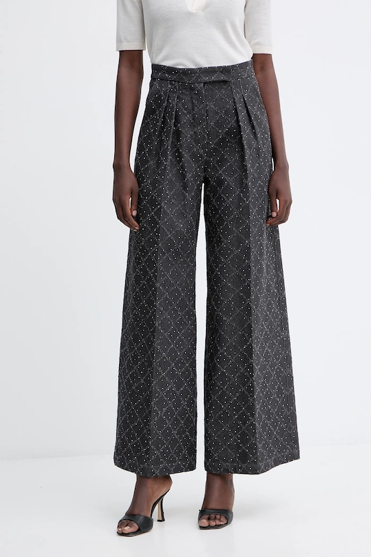 Simona Corsellini spodnie bawełniane tkanina szary A25CPPA01001