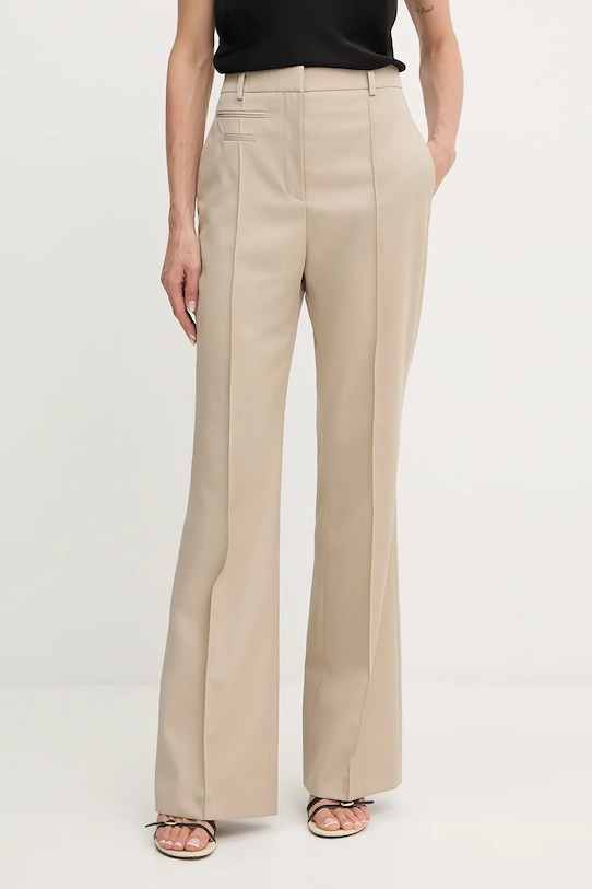 BOSS pantaloni de lână drept bej 50543311