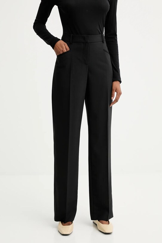 BOSS pantaloni in lana media nero 50546613