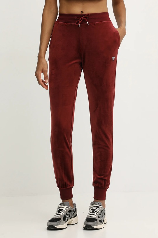 Кадифен спортен панталон Guess COUTURE еластичен бордо V3BB27.K0232