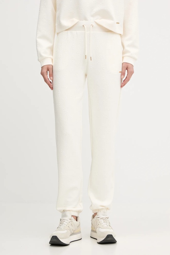 Guess spodnie dresowe PEONY dzianina beżowy V5YB06.KBSL2