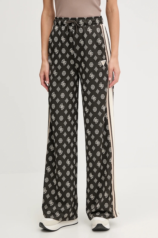 Guess spodnie dresowe PEONY wzorzyste beżowy V5YB10.K0282