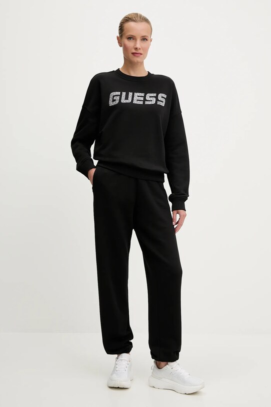 Guess spodnie dresowe bawełniane PRIMULA V5YB17.KCRP0 czarny AW25