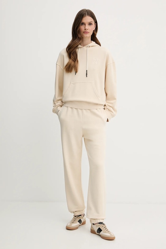 Pinko pantaloni de trening din bumbac 105508.A2RB bej AW25
