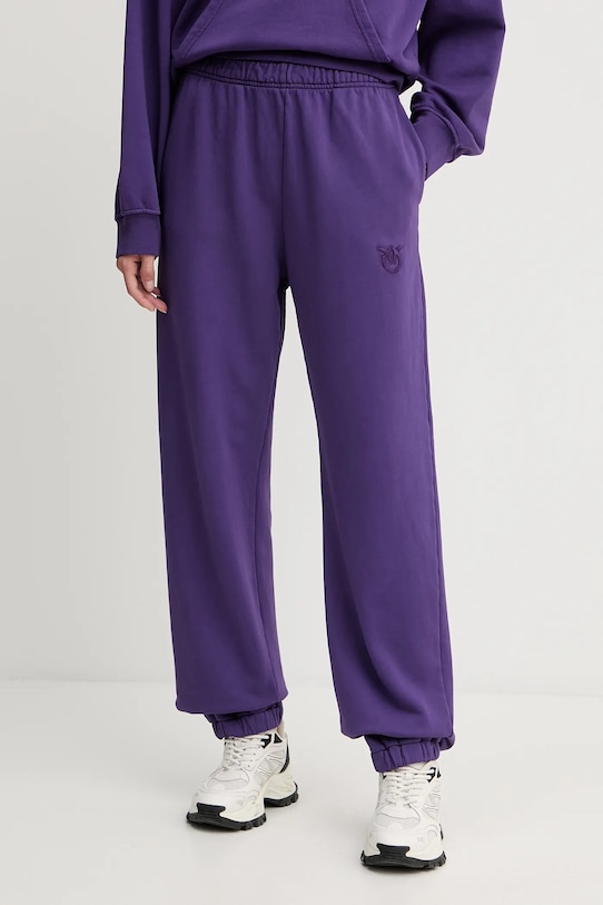 Pinko pantaloni de trening din bumbac bumbac violet 105508.A2RB