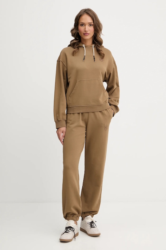Pinko pantaloni de trening din bumbac 105508.A2RB maro AW25
