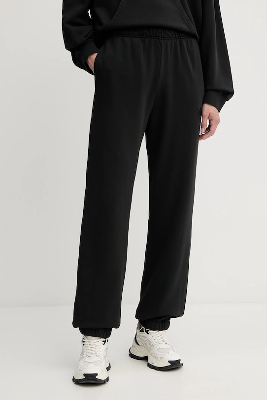 Pinko pantaloni de trening din bumbac bumbac negru 105508.A2RB