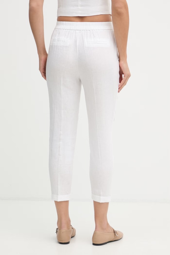 Odjeća United Colors of Benetton hlače za žene od lana 4AGHDF079 bijela