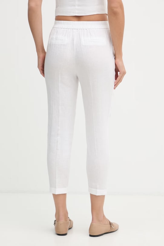 Odjeća United Colors of Benetton hlače za žene od lana 4AGHDF079 bijela