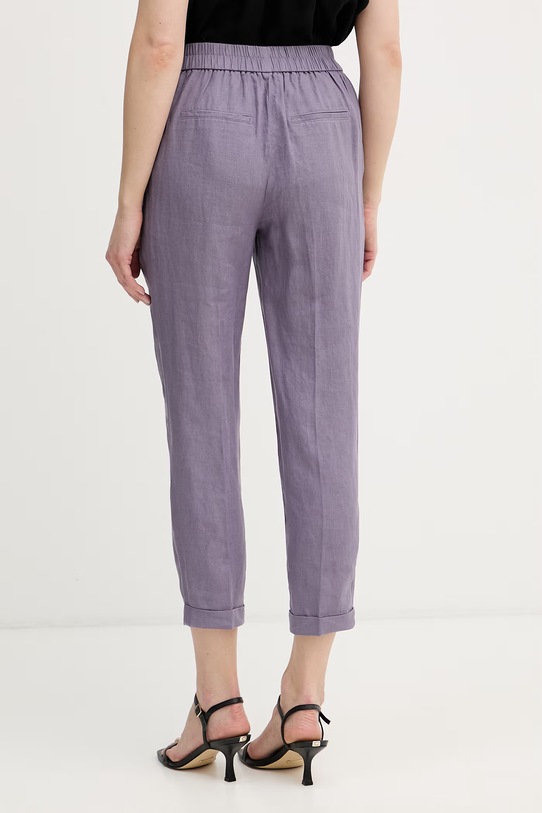 Oblečení United Colors of Benetton Kalhoty dámské lněné 4AGHDF079 fialová