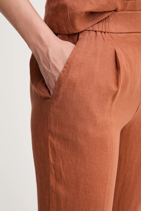 Λινό παντελόνι United Colors of Benetton πορτοκαλί 4AGHDF079