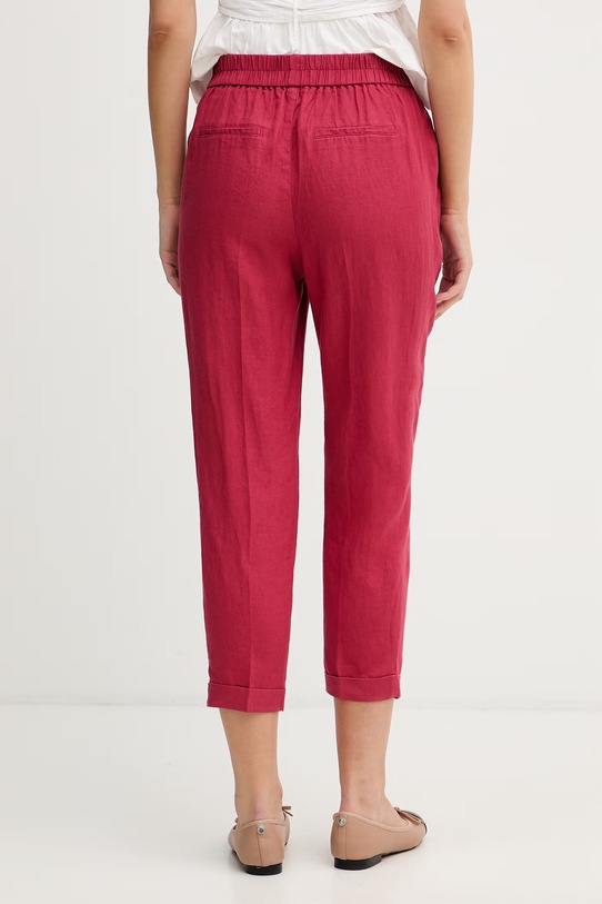 Oblečenie United Colors of Benetton nohavice dámske ľanové 4AGHDF079 červená