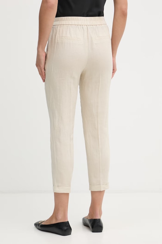 Odjeća United Colors of Benetton hlače za žene od lana 4AGHDF079 bež