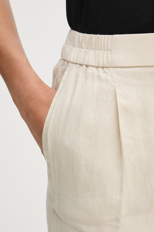 United Colors of Benetton hlače za žene od lana bež 4AGHDF079