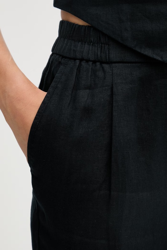 United Colors of Benetton hlače ženske od lana crna 4AGHDF079