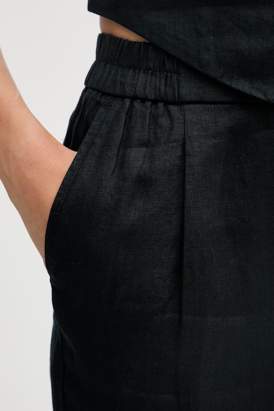 United Colors of Benetton hlače ženske od lana crna 4AGHDF079