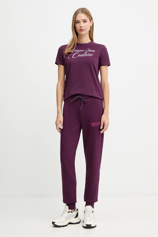 Versace Jeans Couture spodnie dresowe bawełniane 79HAAT06.CF01T bordowy AW25