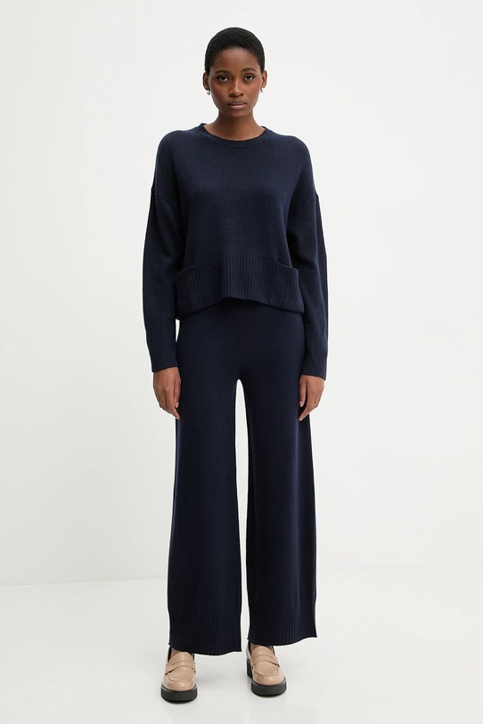United Colors of Benetton spodnie z dodatkiem wełny 102HDF00Z granatowy AW25