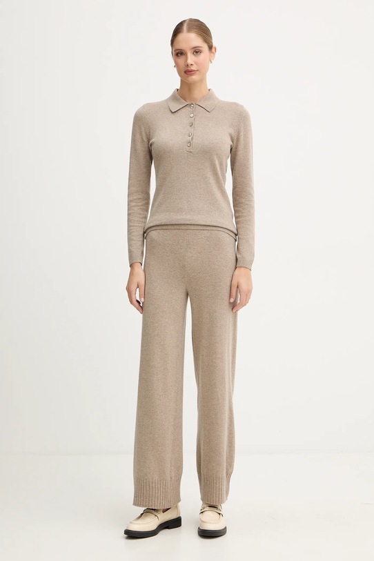 United Colors of Benetton pantaloni cu lână 102HDF00Z maro AW25