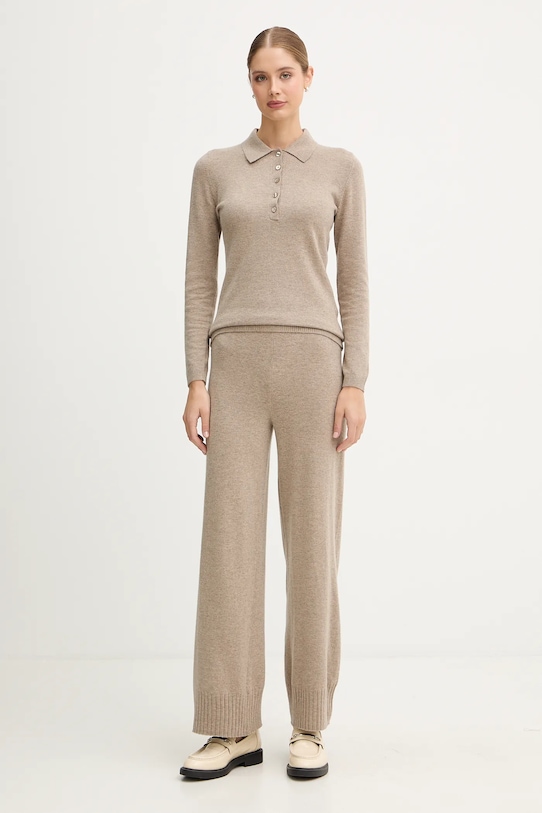 Kalhoty s příměsí vlny United Colors of Benetton 102HDF00Z hnědá AW25