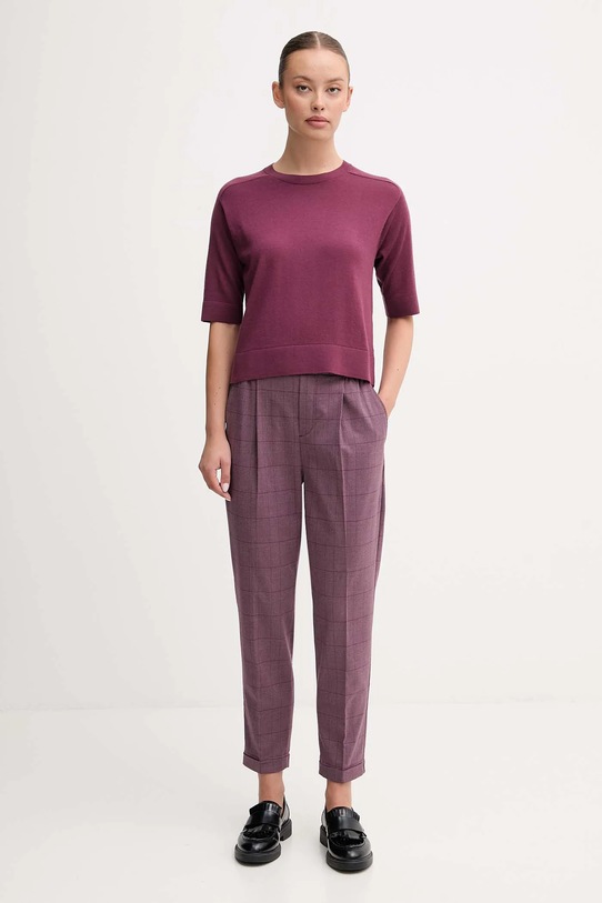 Kalhoty United Colors of Benetton 4X8MDF081 burgundské AW25
