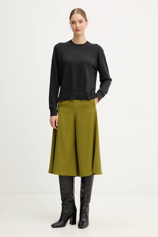 United Colors of Benetton spodnie z domieszką wełny 4YVXDF0A9 zielony AW25