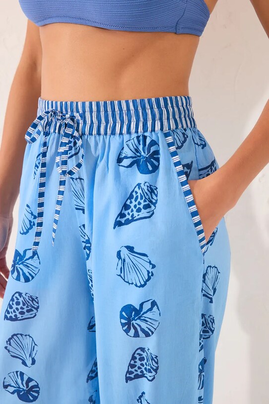Одяг Бавовняні пляжні штани women'secret 5549954 блакитний