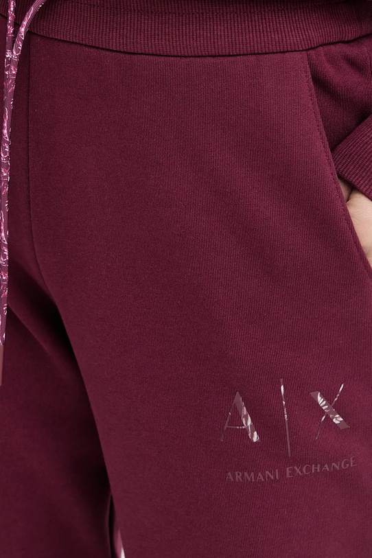 Armani Exchange spodnie dresowe bawełniane bordowy XW000986.AF16114