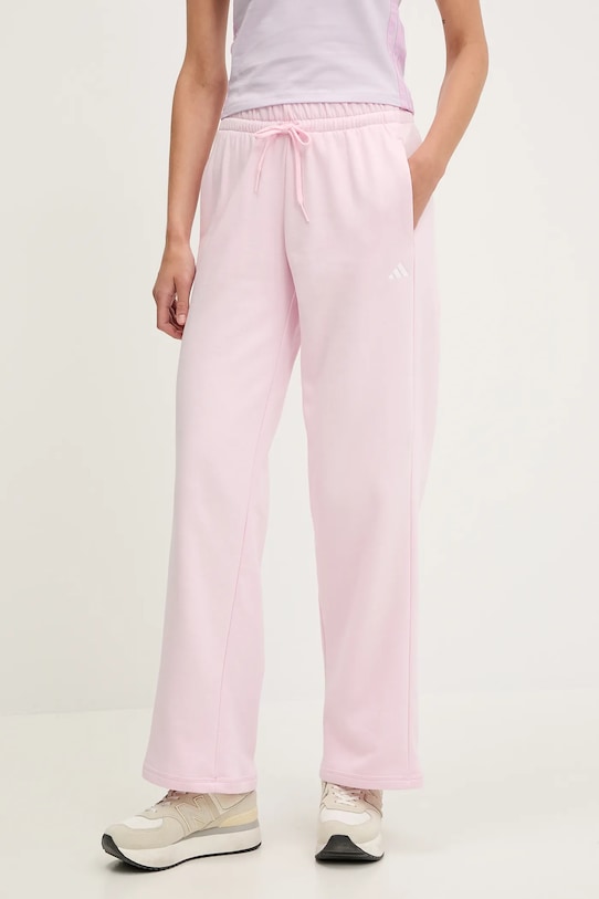 adidas pantaloni de trening Essentials Small Logo Feel Cozy tricotaj roz JI6053