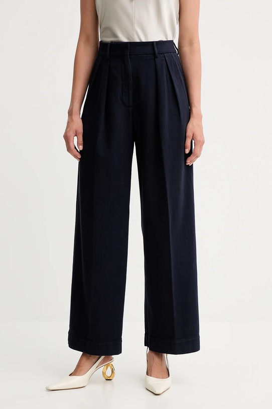 Forte Forte spodnie bawełniane bawełna granatowy 14036.my.pants