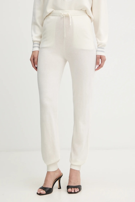 Guess spodnie dresowe z dodatkiem kaszmiru MAGGIE dzianina beżowy O5BB04.Z3PK0