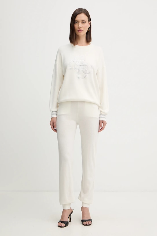 Guess spodnie dresowe z dodatkiem kaszmiru MAGGIE O5BB04.Z3PK0 beżowy AW25