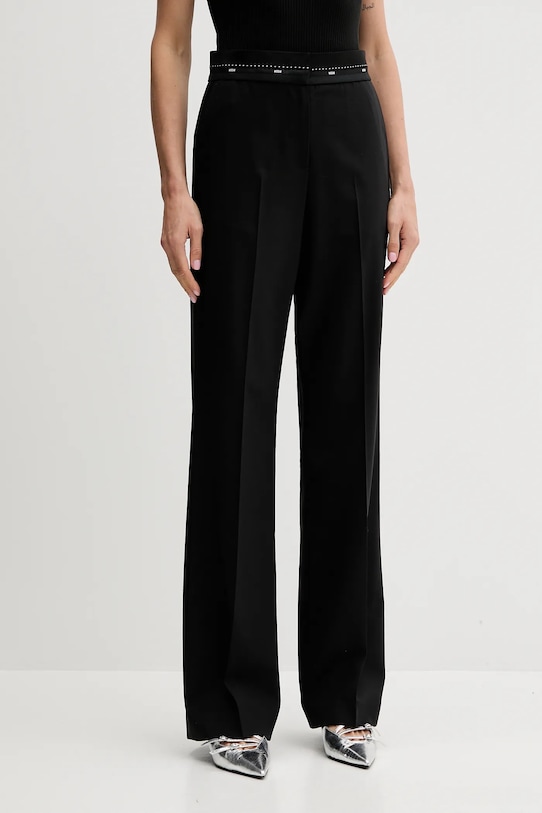 MSGM spodnie z wełną z elastanem czarny 3941MDP05.257605