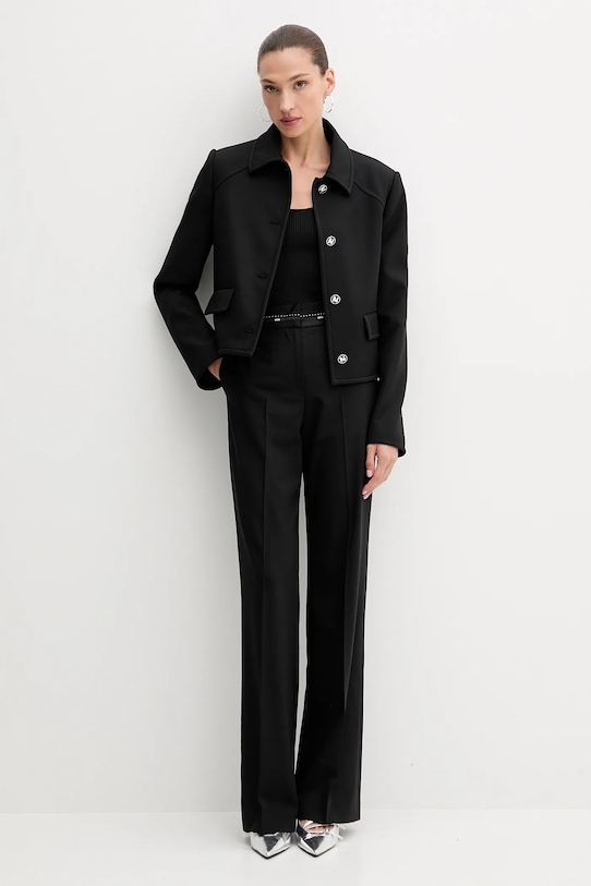 MSGM spodnie z wełną 3941MDP05.257605 czarny AW25