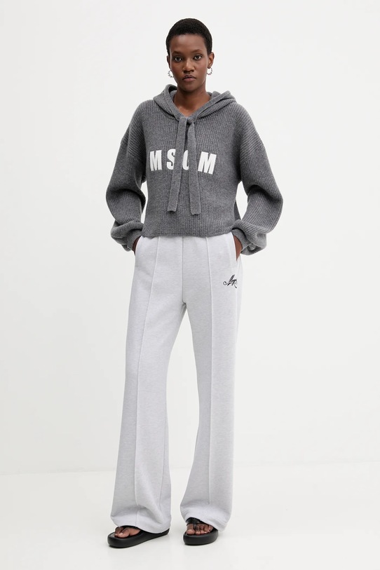 MSGM spodnie dresowe bawełniane 3941MDP71.257793 szary AW25